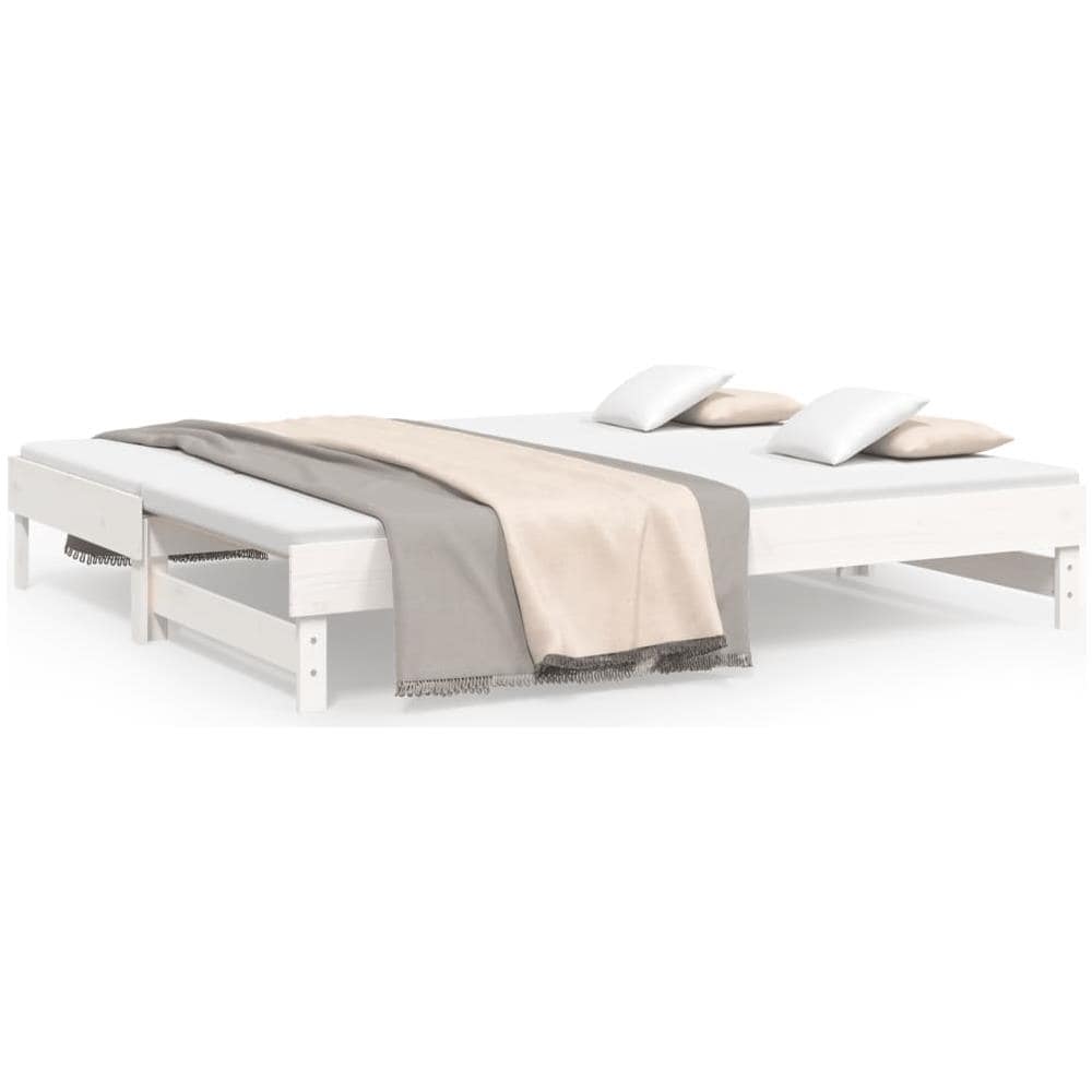 Dormeuse Estraibile Bianca 2x (90x200) Cm Legno Massello Di Pino - Foto 2