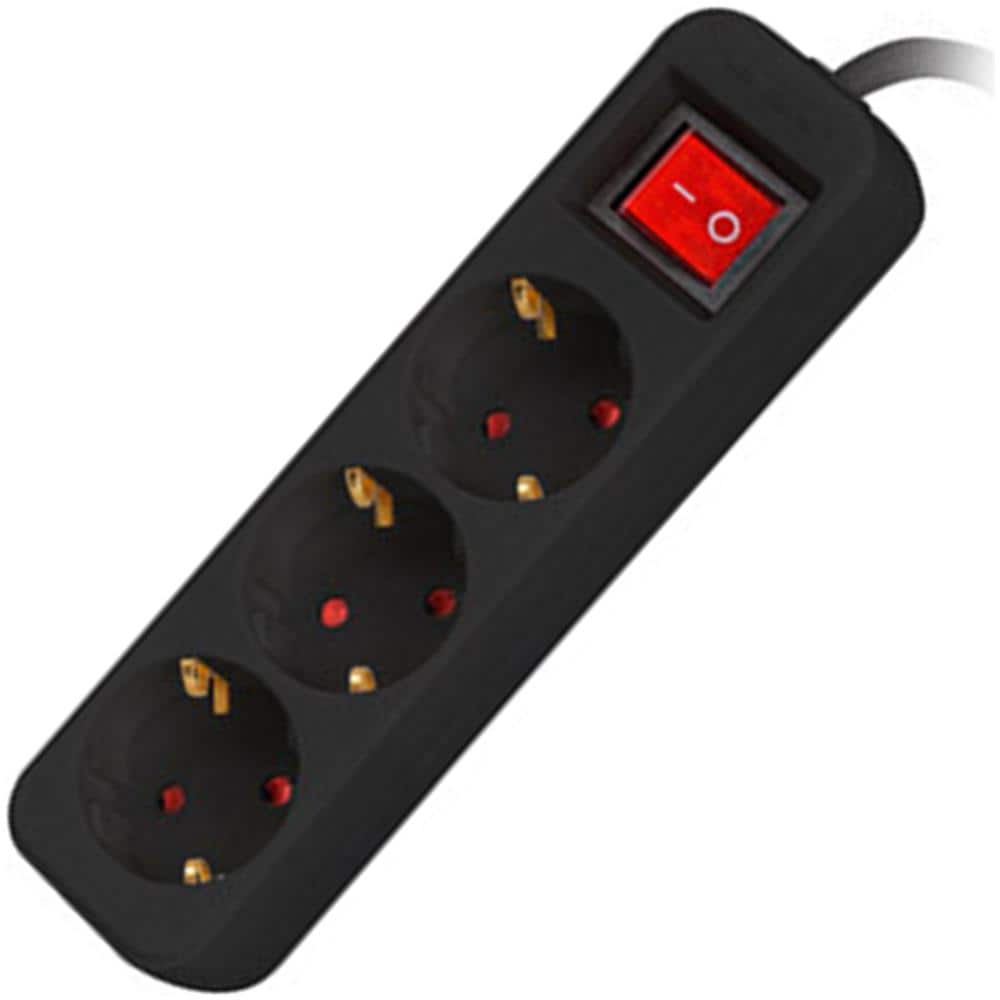 Ciabatta Con 3 Spine Schuko Con Interruttore, Colore Nero 1,5m - Foto 2