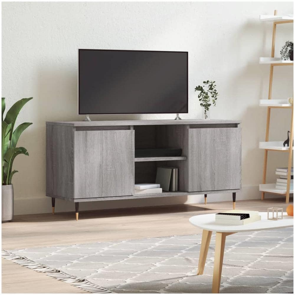 Mobile Porta Tv Grigio Sonoma 104x35x50 Cm In Legno Multistrato - Foto 1