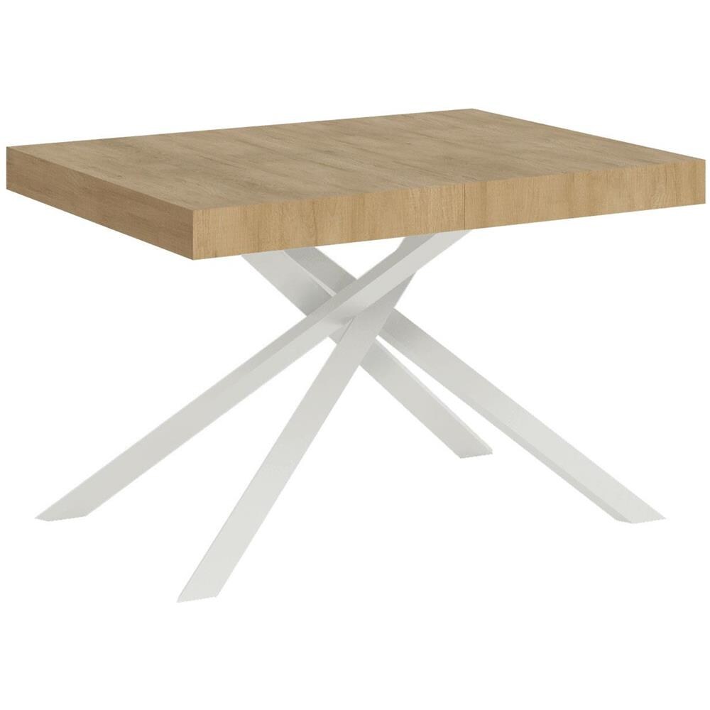 Tavolo allungabile 90x130/390 cm Karida quercia natura gambe bianche - Foto 1