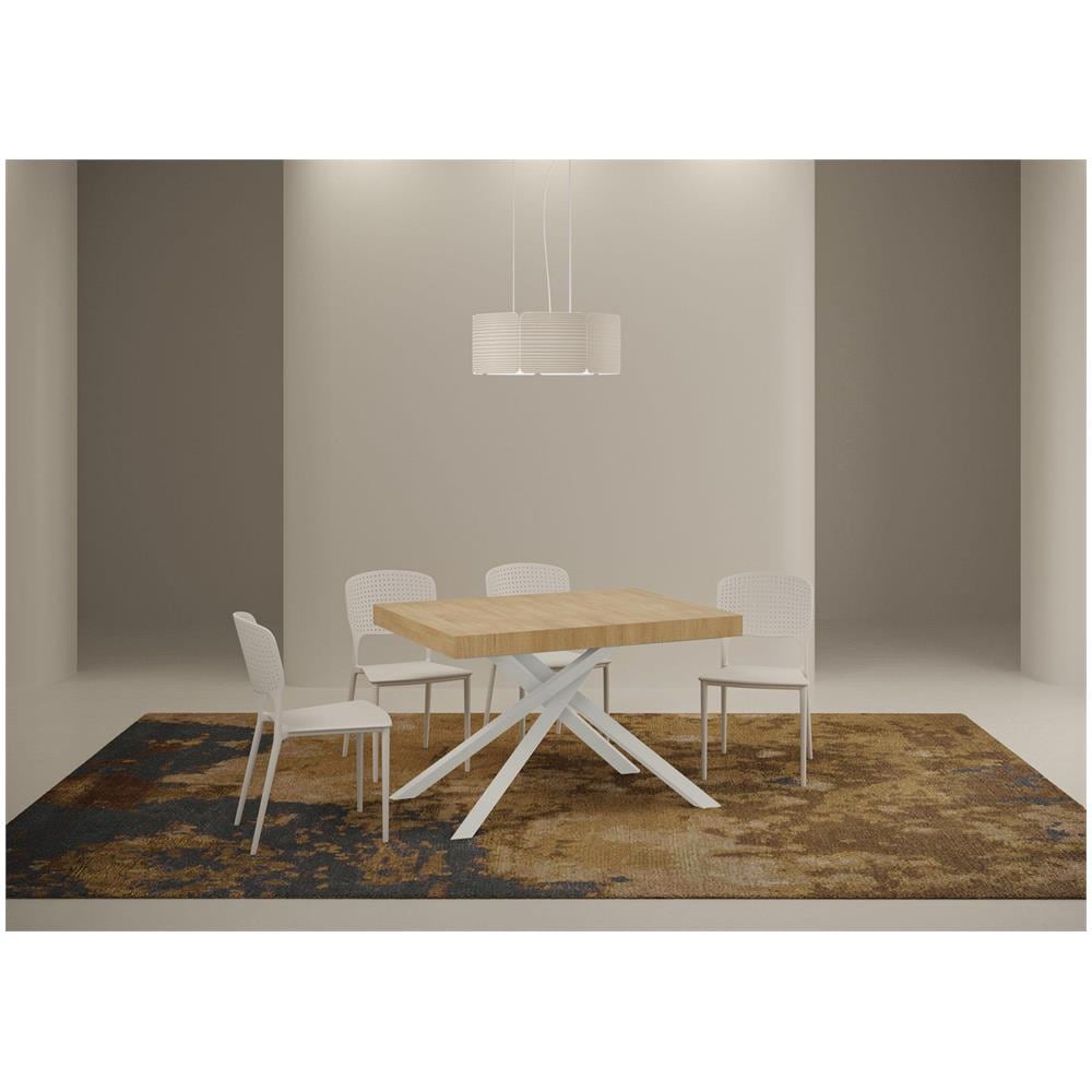 Tavolo allungabile 90x130/390 cm Karida quercia natura gambe bianche - Foto 2