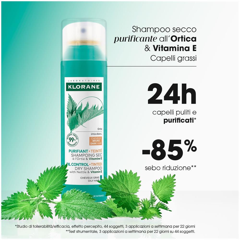 Klorane Shampoo Secco Ortica Capelli Scuri 150 ml - Foto 2