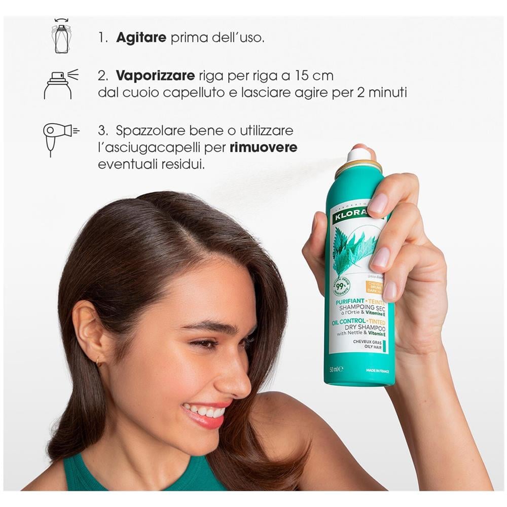 Klorane Shampoo Secco Ortica Capelli Scuri 150 ml - Foto 8