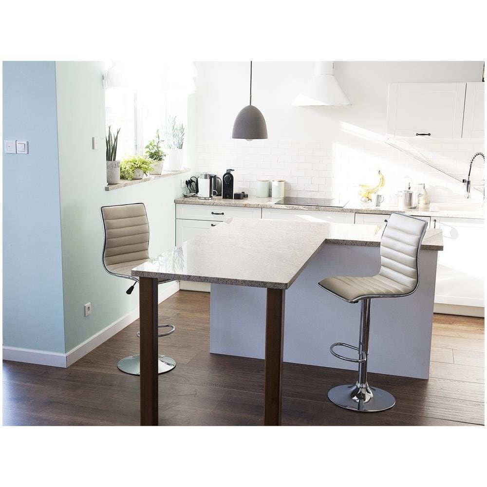 Set Di 2 Sgabelli Da Bar In Tessuto Beige Lucerne - Foto 2