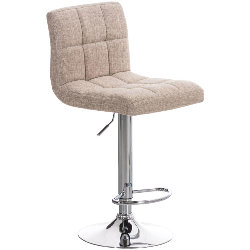Sgabello Bar PERU con Fodera in Tessuto | Sgabello Alto Girevole a 360° e Regolabile in Altezza 64 - 84 cm | Sgabello con Poggiapiedi | Sgabello Cucina con Schienale Imbottito ed Eleganti Cuciture | Sedia Cucina Moderna crema - Foto 1
