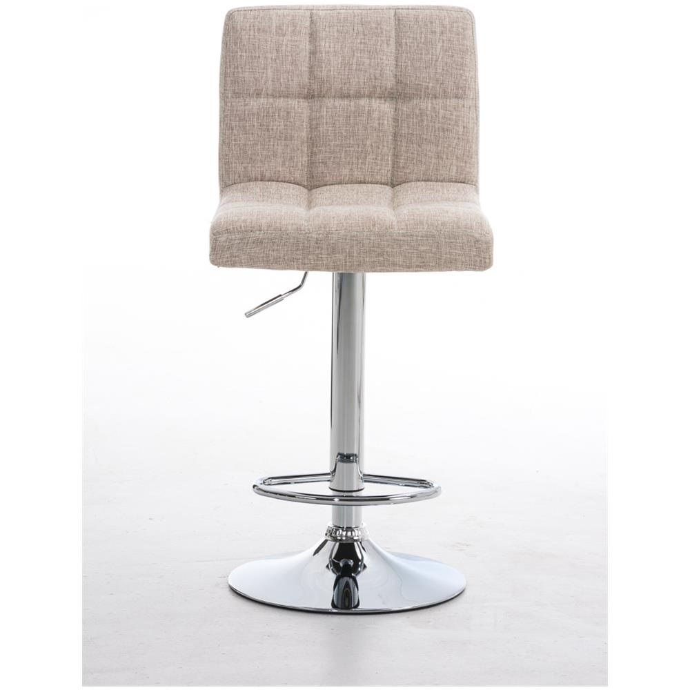 Sgabello Bar PERU con Fodera in Tessuto | Sgabello Alto Girevole a 360° e Regolabile in Altezza 64 - 84 cm | Sgabello con Poggiapiedi | Sgabello Cucina con Schienale Imbottito ed Eleganti Cuciture | Sedia Cucina Moderna crema - Foto 2