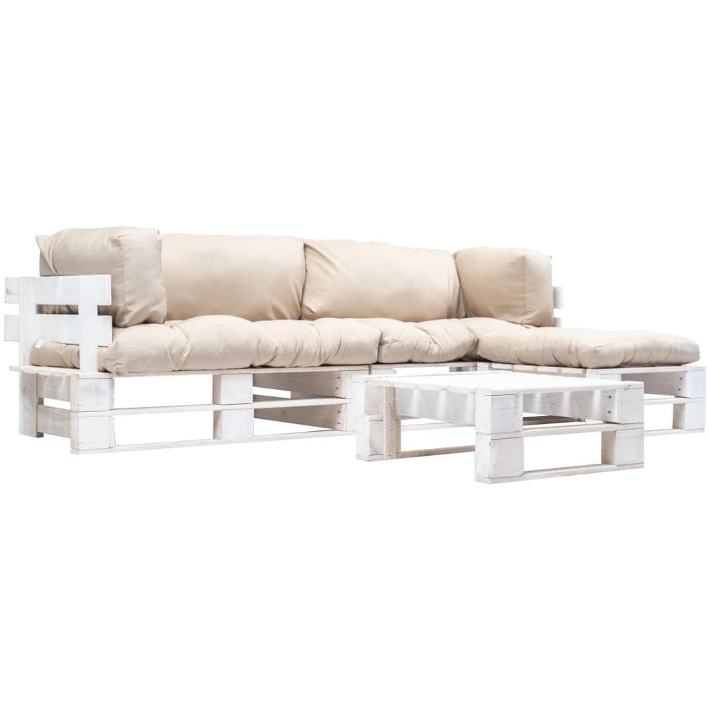 Divani Da Giardino Su Pallet 4pz Cuscini Sabbia Legno Fsc - Foto 1
