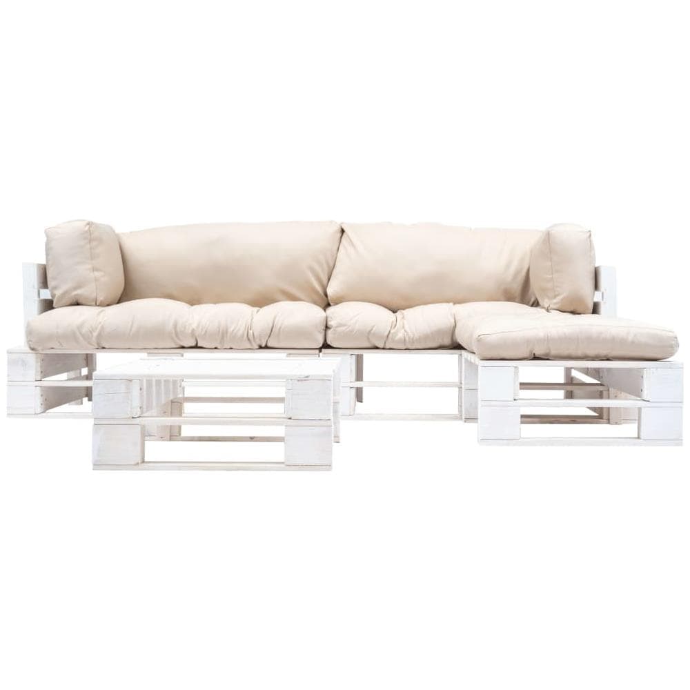 Divani Da Giardino Su Pallet 4pz Cuscini Sabbia Legno Fsc - Foto 2