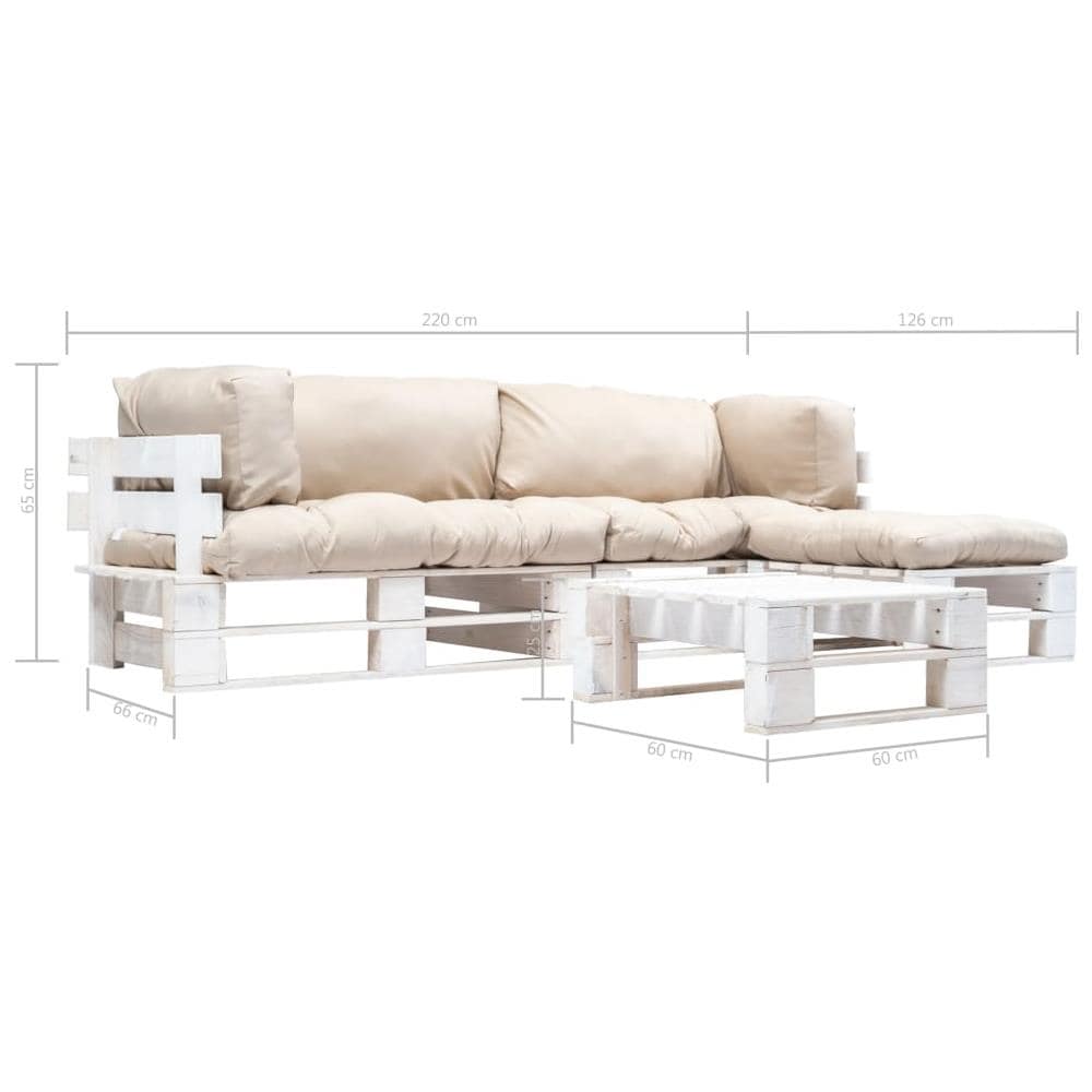 Divani Da Giardino Su Pallet 4pz Cuscini Sabbia Legno Fsc - Foto 3