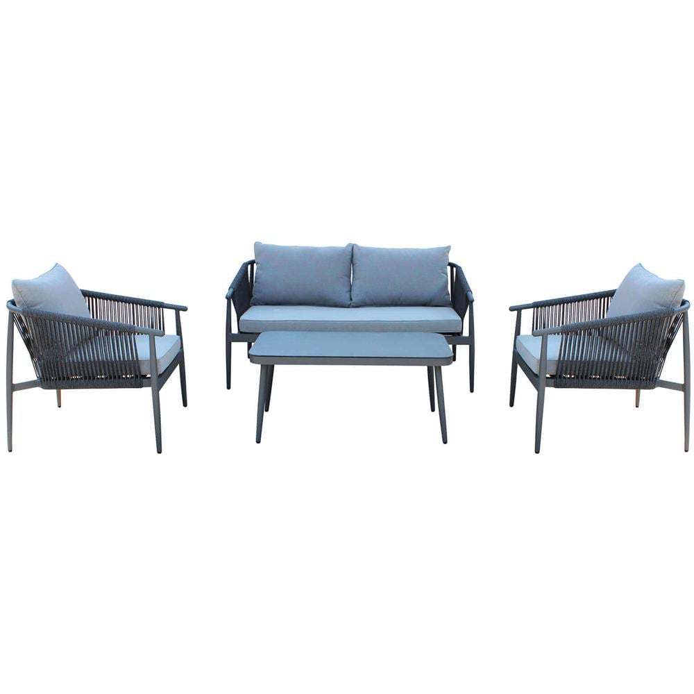 Kishori - Salotto Da Giardino In Alluminio E Corda 4 Posti - Foto 1