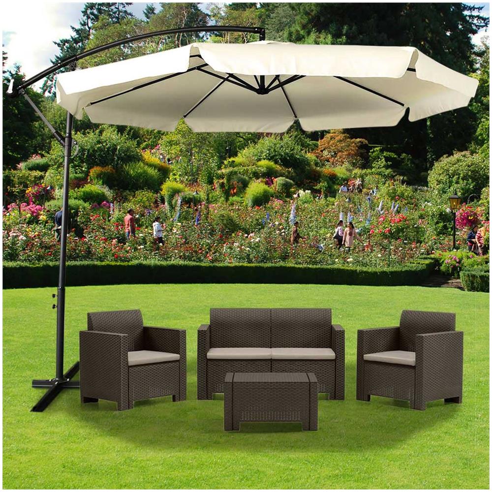 Ombrellone Decentrato da Giardino in Alluminio 3x3 mt Grigio | Alba