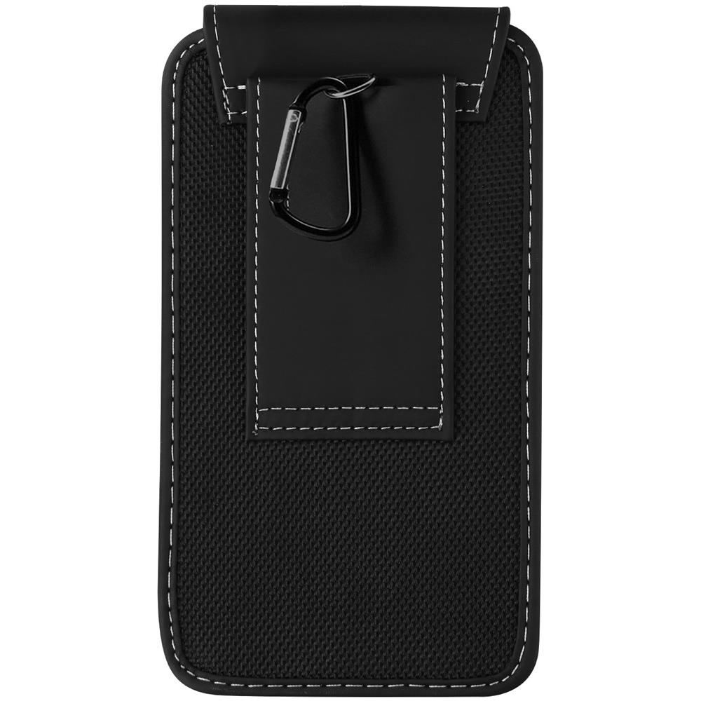 Custodia Da Cintura Verticale Per Smartphone, in Nylon Oxford, Moschettone Nera - Foto 5