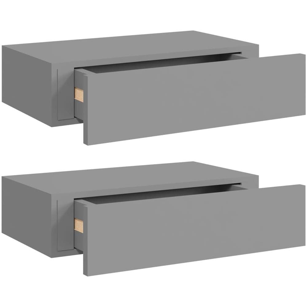 Scaffali Con Cassetti Da Parete 2pz Grigio 40x23,5x10 Cm In Mdf - Foto 2
