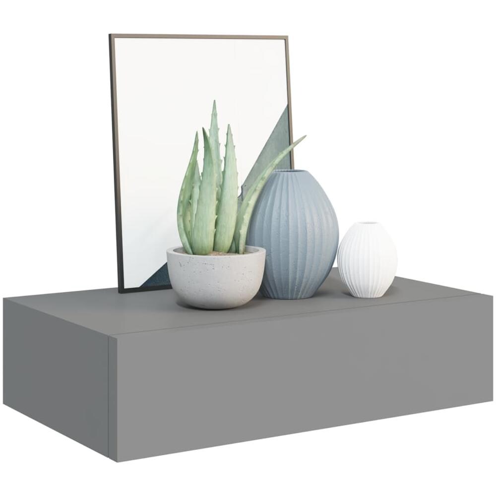 Scaffali Con Cassetti Da Parete 2pz Grigio 40x23,5x10 Cm In Mdf - Foto 3