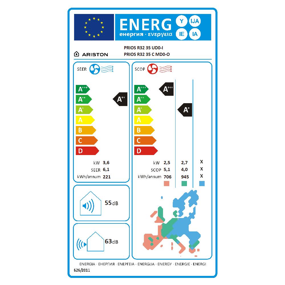 Condizionatore Fisso Condizionatore unità esternasplit PriosR32C35MUD0 Potenza 12000 BTU /H Classe A+++ /A++ Inverter - Foto 3