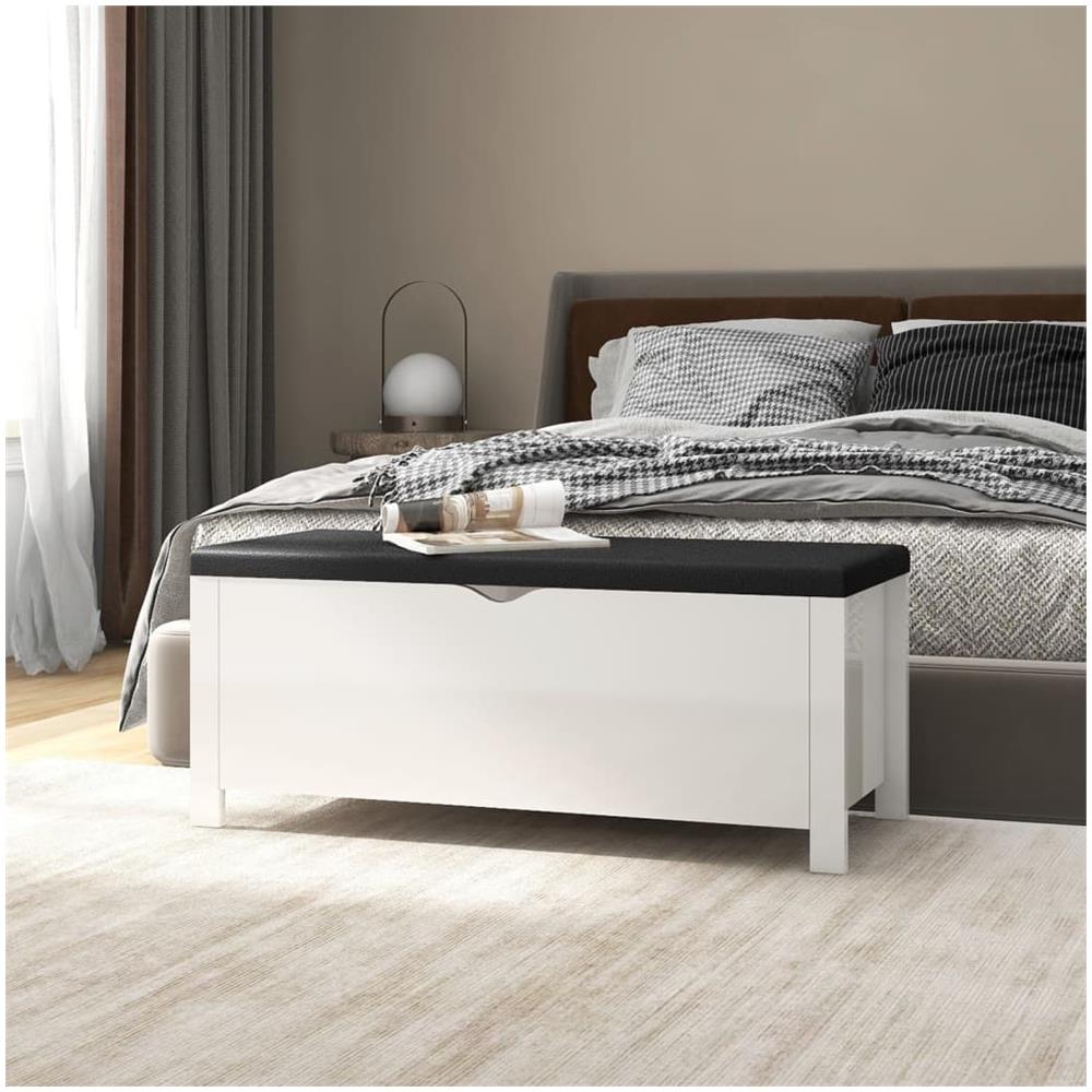 Contenitore con Cuscino Bianco Lucido 105x40x45cm Multistrato - Foto 1