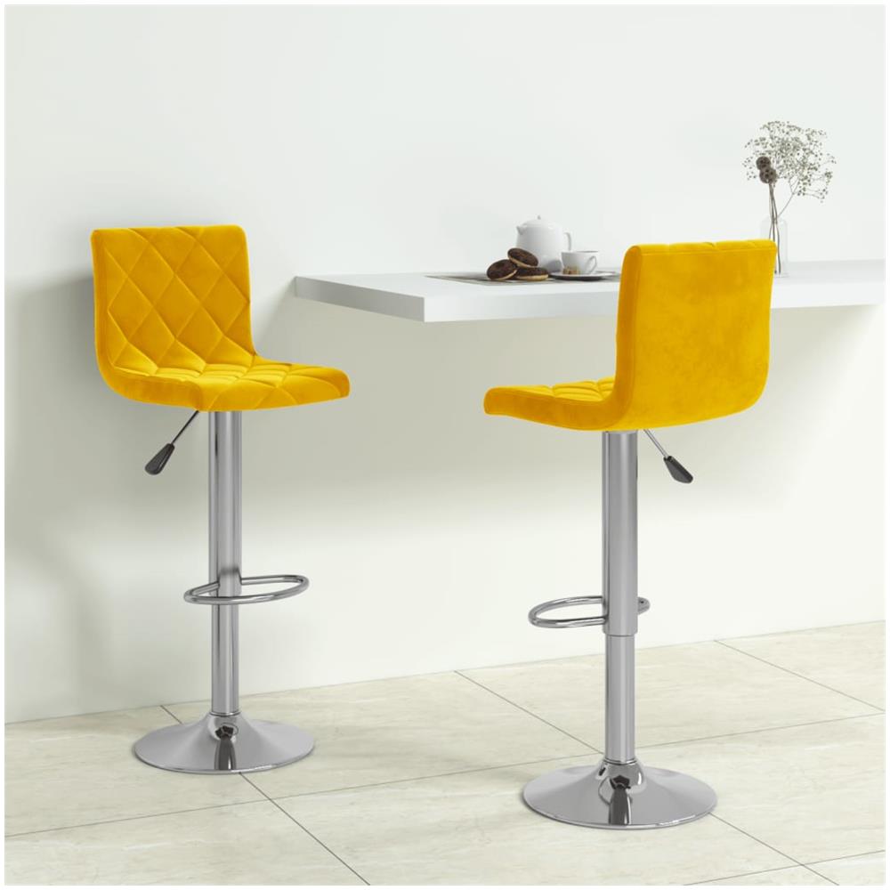Sgabelli Da Bar 2 Pz Giallo Senape In Velluto - Foto 1