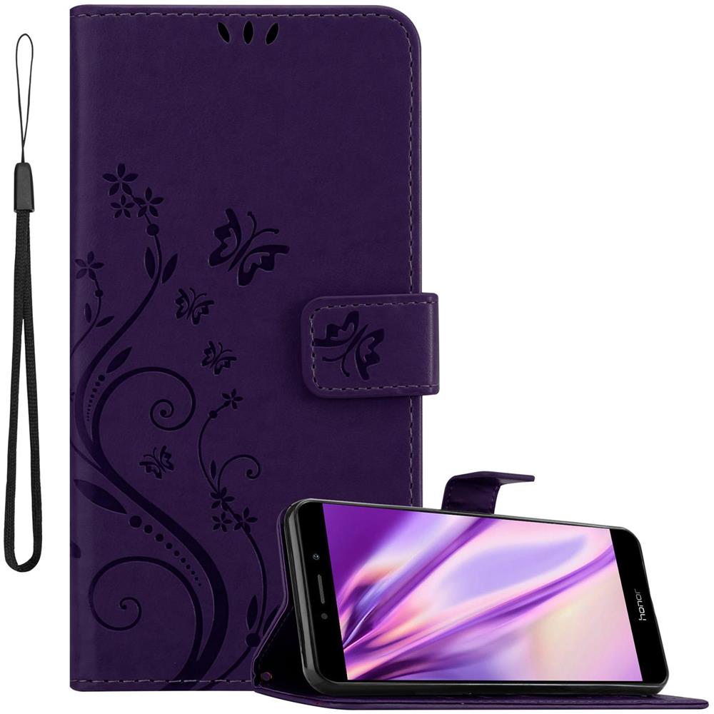 Custodia Compatibile Con Honor 6x / Huawei Mate 9 Lite / Gr5 2017 In Lilla Scuro Fiore - Coperchio Protettivo In Design Floreale Con Chiusura Magnetica, Funzione Stand E Slot Per Carte - Foto 1