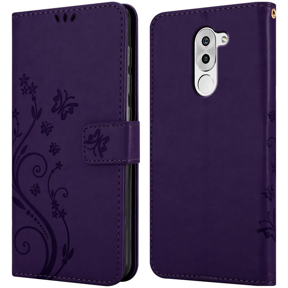 Custodia Compatibile Con Honor 6x / Huawei Mate 9 Lite / Gr5 2017 In Lilla Scuro Fiore - Coperchio Protettivo In Design Floreale Con Chiusura Magnetica, Funzione Stand E Slot Per Carte - Foto 8