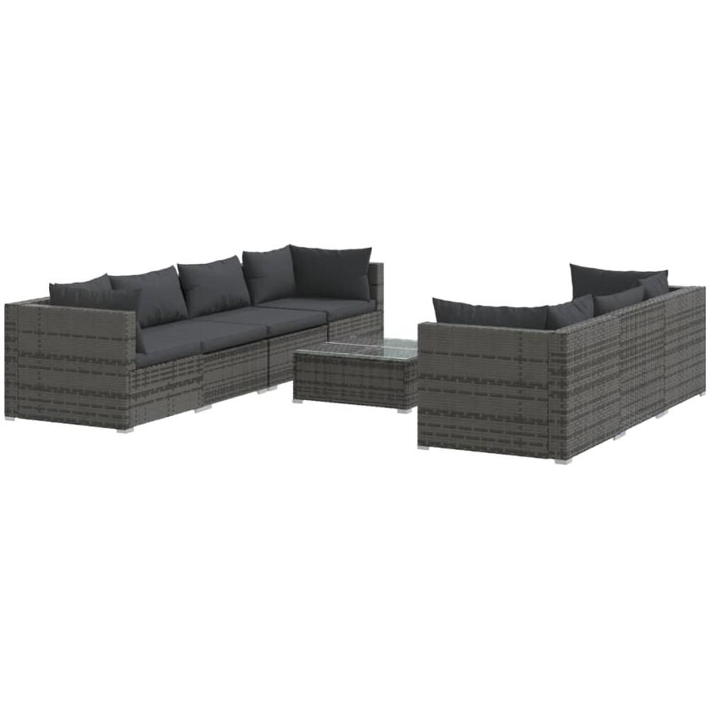 Set Divani Da Giardino 8 Pz Con Cuscini In Polyrattan Grigio - Foto 1