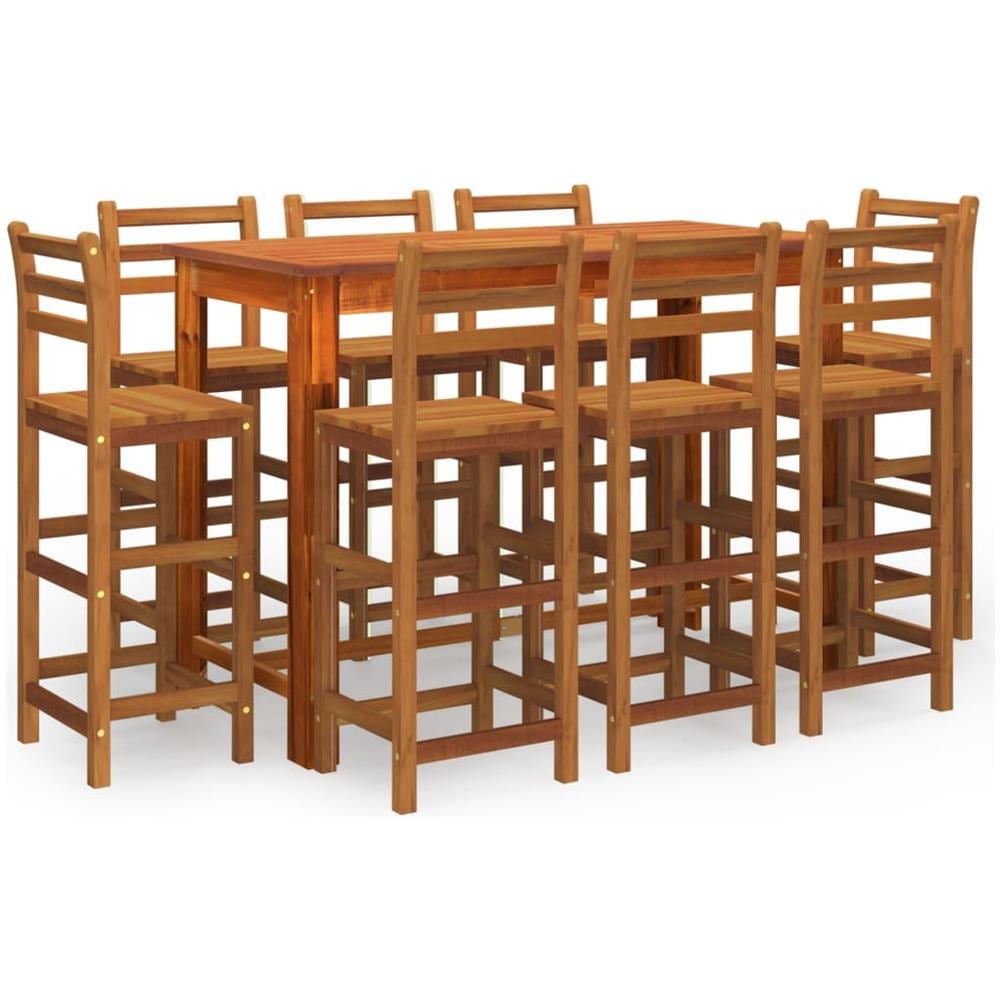 Set Da Bar Per Giardino 9 Pz In Legno Massello Di Acacia - Foto 1