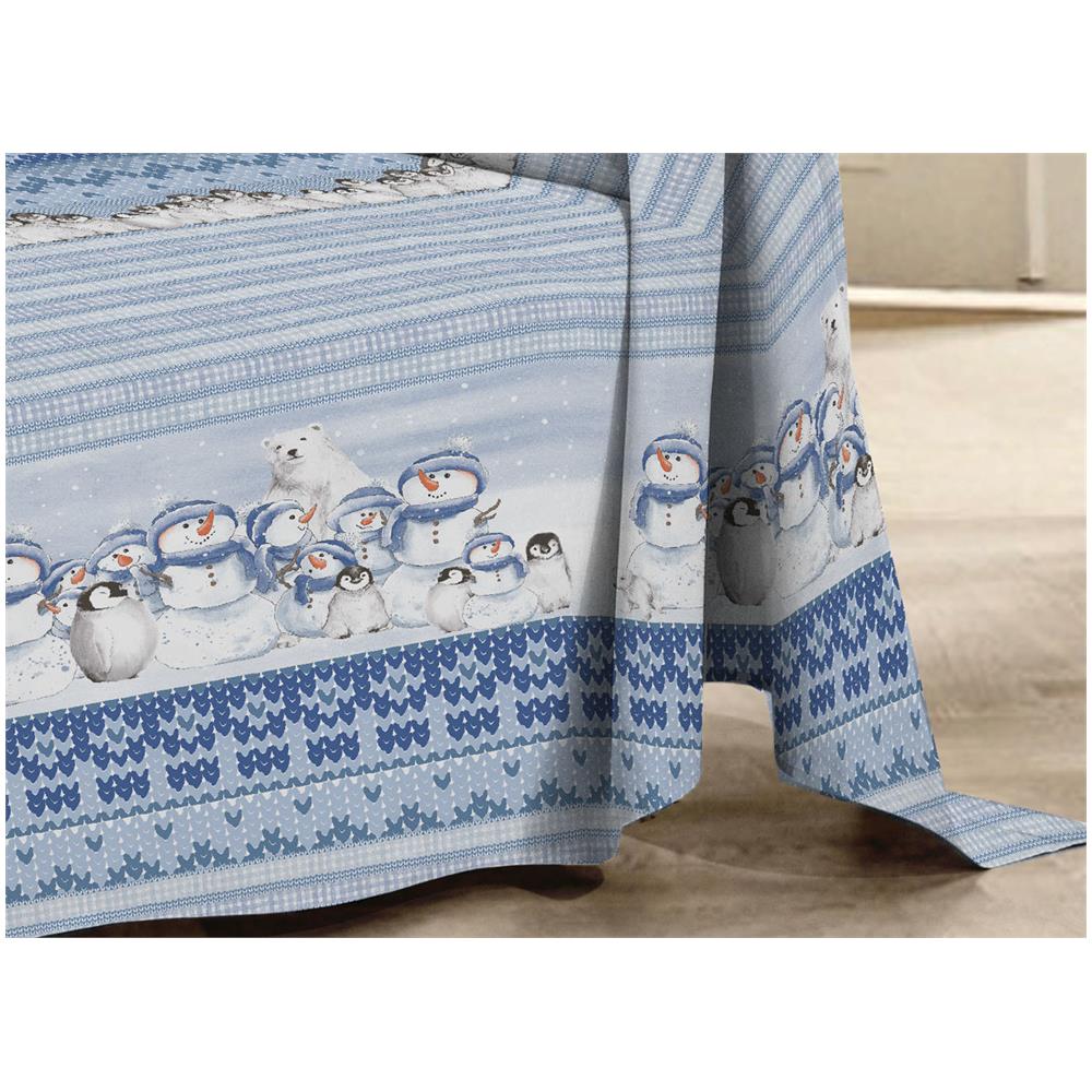 Telo Arredo Multiuso Linea Pensieri Delicati In Cotone Disegno Inverno Polare Matrimoniale Blu - Foto 7