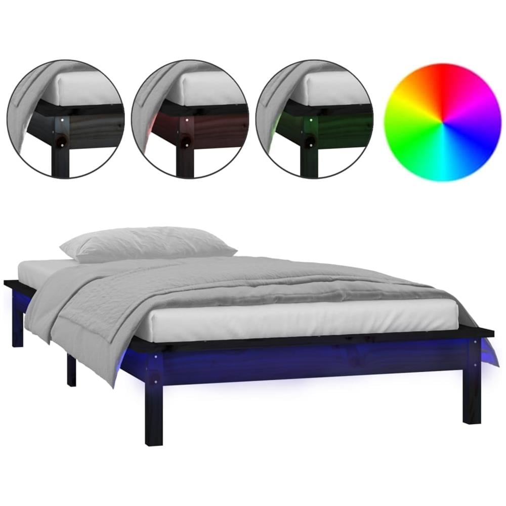 Giroletto con LED Nero 90x200 cm in Legno Massello - Foto 2