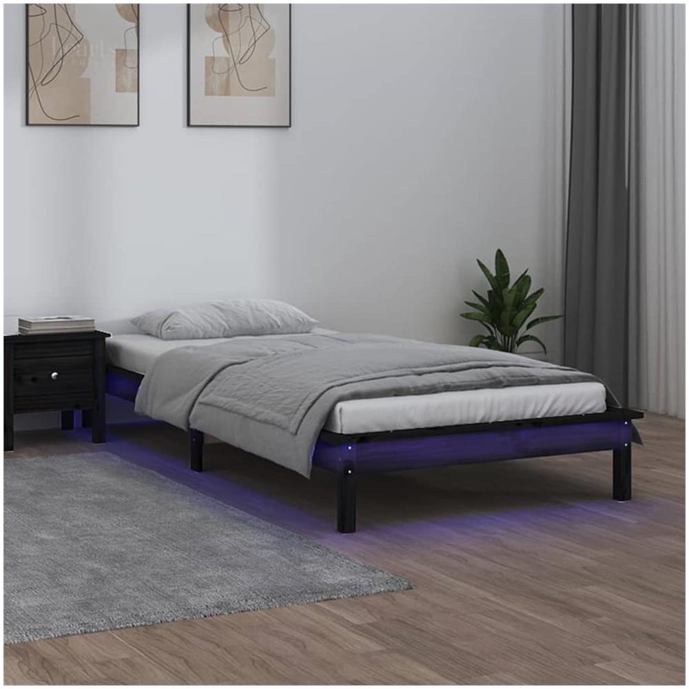 Giroletto con LED Nero 90x200 cm in Legno Massello - Foto 1