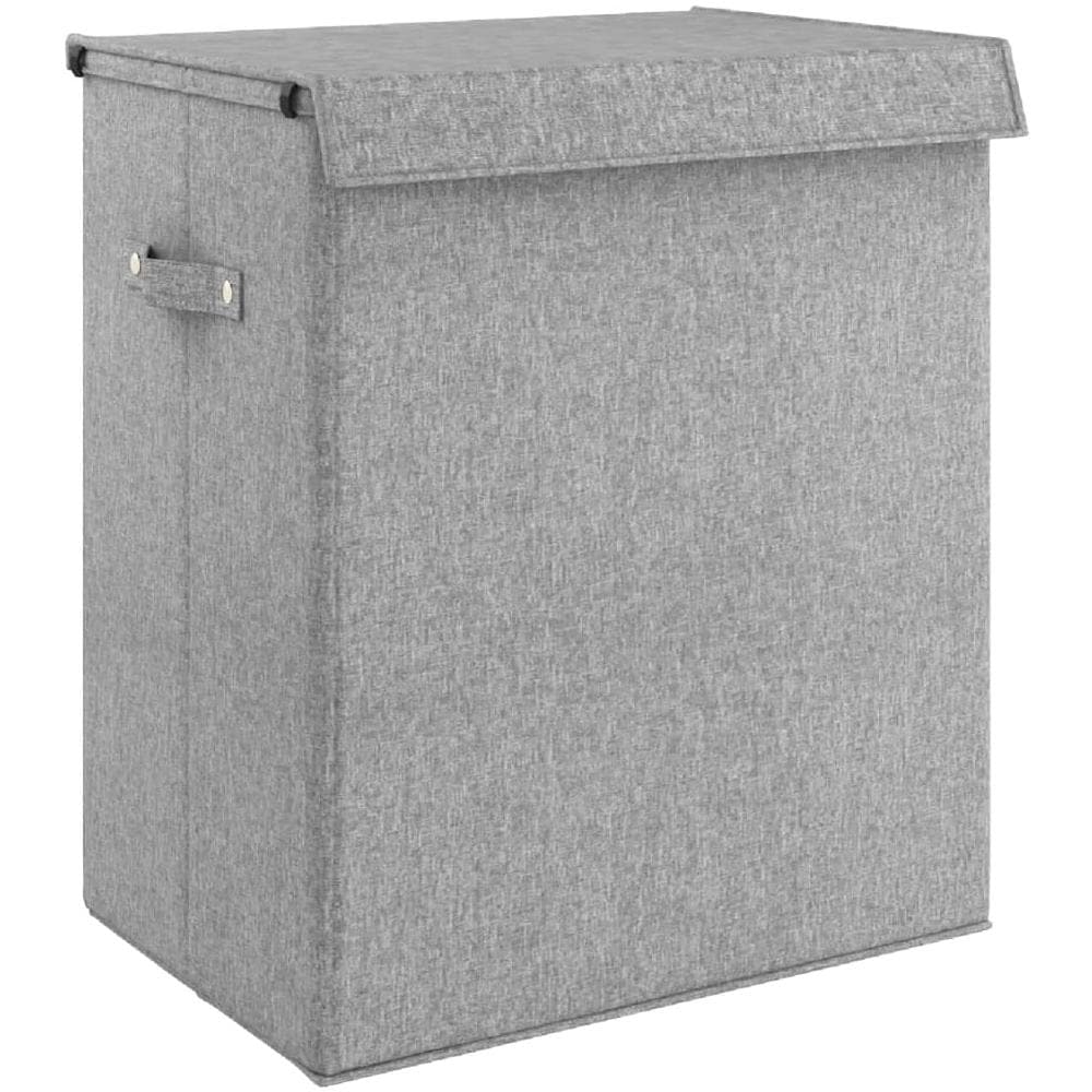 Cesto Biancheria Pieghevole Grigio 51x34,5x59 Cm Lino Finto - Foto 2