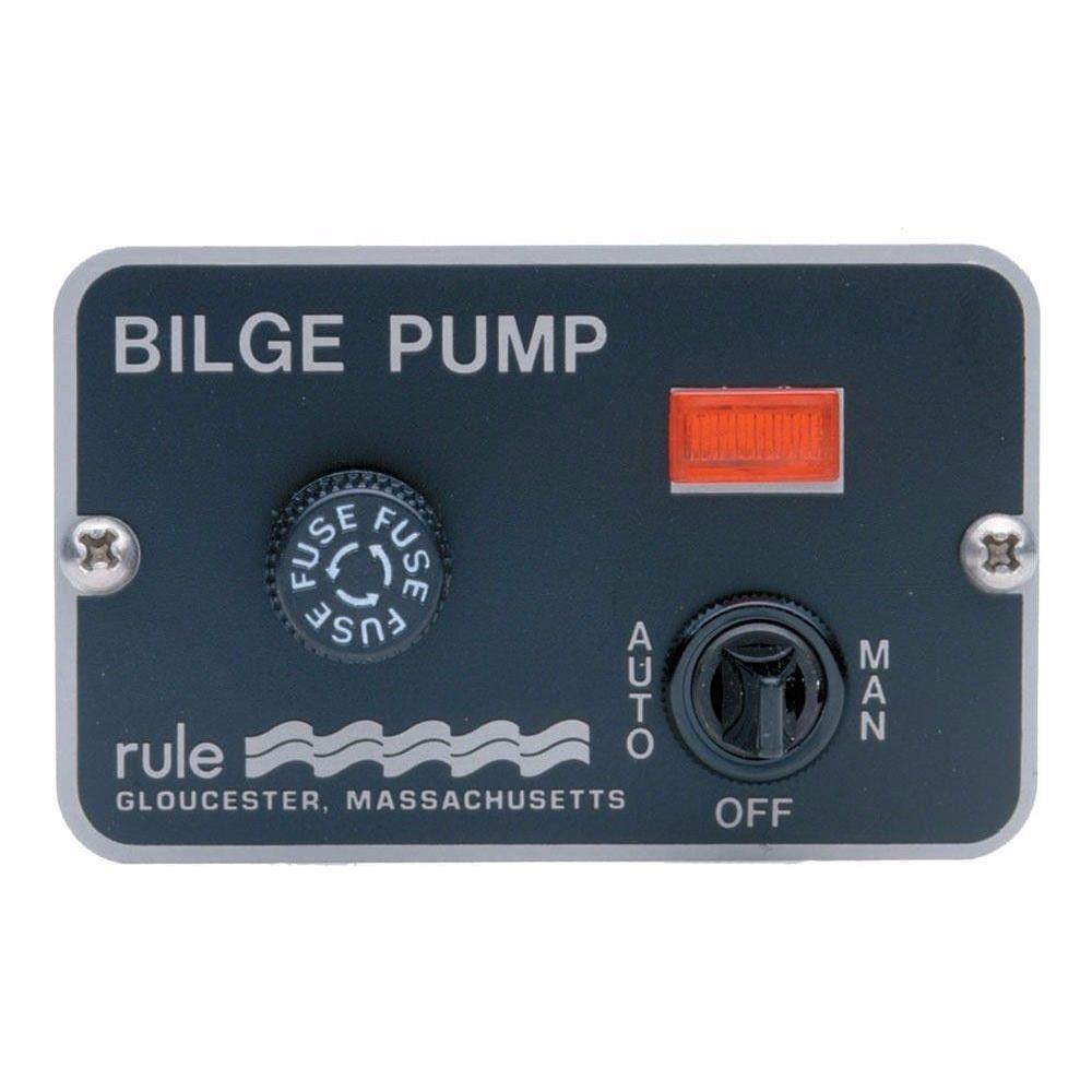 Pannello Nero, In Acciaio Inox Per Pompa Sentina. Interruttore Automatico Off- Manuale, Con Ritorno Automatico Nella Posizione Manuale. Porta Fusibile Di Sicurezza E Spia Luminosa. Alimentazione 12v, 20a Max. Dimensioni Mm. 83 X 51 X 65 Profondità - Foto 1