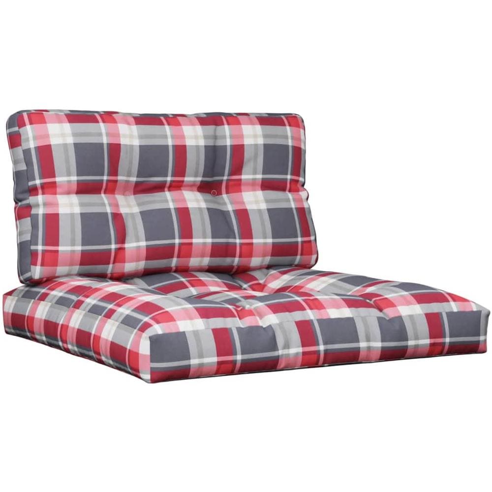 Cuscini Per Divani In Pallet 2 Pz Motivo A Quadri Rosso Tessuto - Foto 2