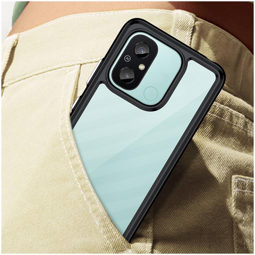 Cover Antiurto Xiaomi Redmi 12c Retro Rigido Blocco Fotocamera Rialzato Nero - Foto 5