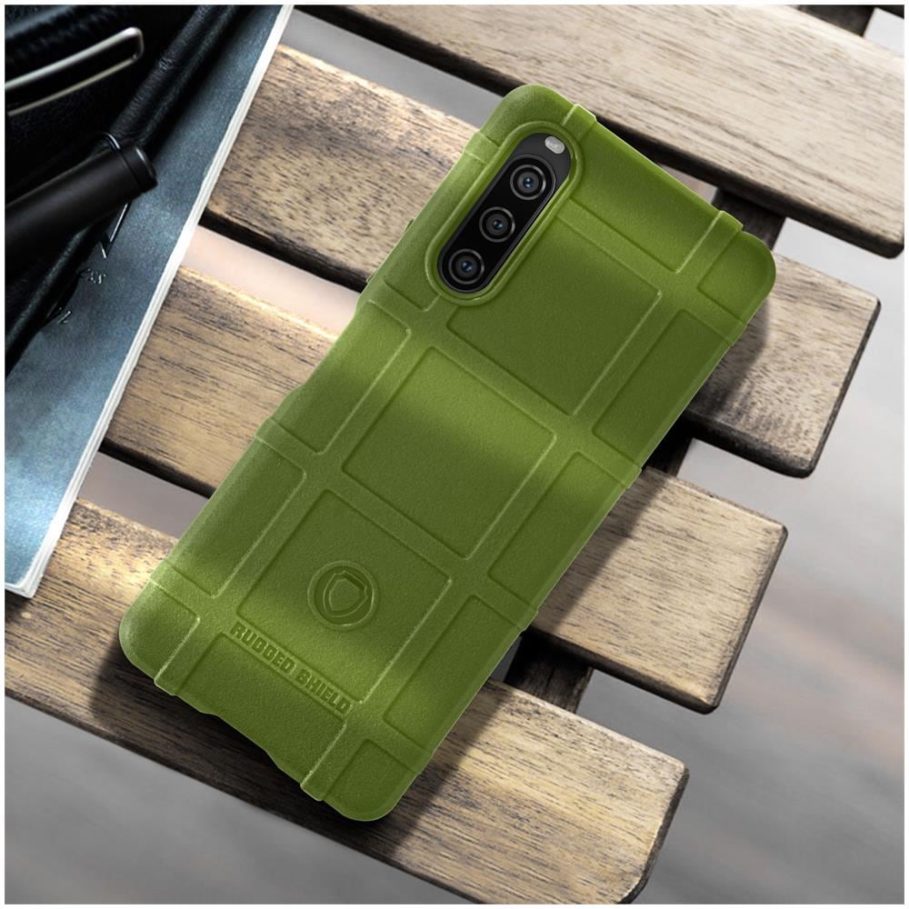 Cover Per Xperia 10 V / 10 Vi, Silicone Antiscivolo Rilievo Rugged Shield Kaki - Foto 2