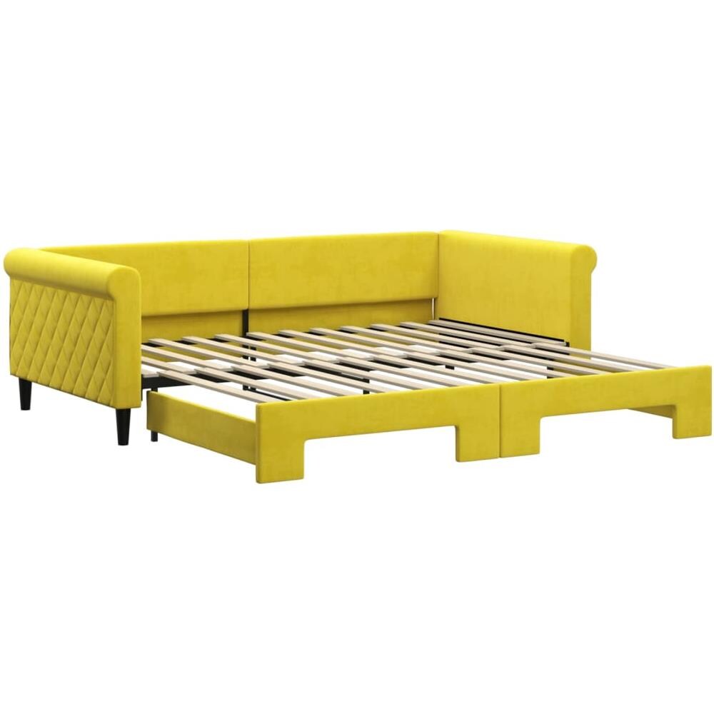 Divano Letto Con Letto Estraibile Giallo 100x200 Cm In Velluto - Foto 2