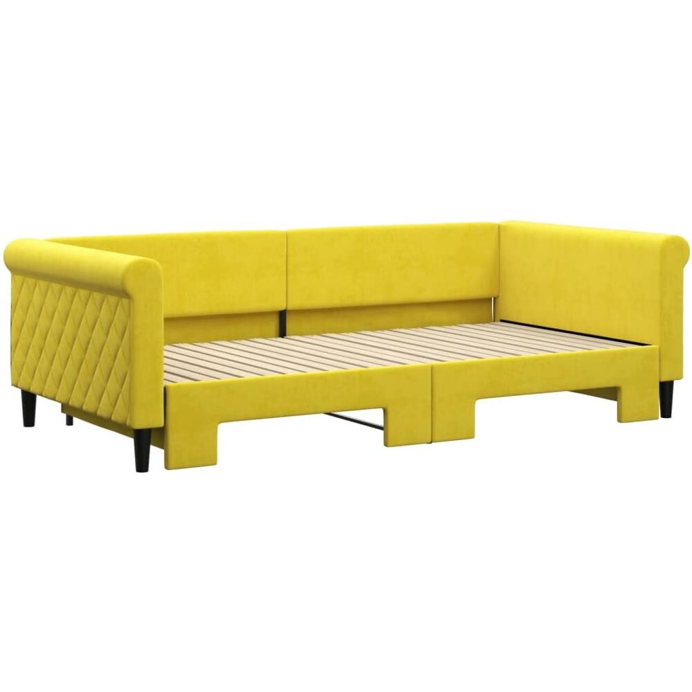 Divano Letto Con Letto Estraibile Giallo 100x200 Cm In Velluto - Foto 3