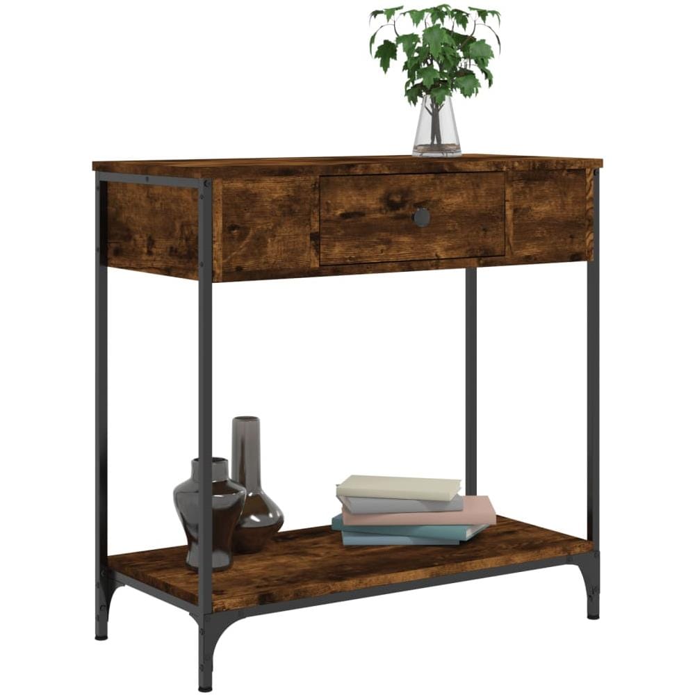 Tavolino Consolle Rovere Fumo 75x34,5x75cm Legno Multistrato - Foto 3