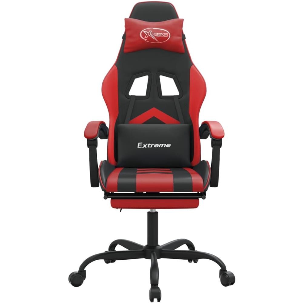 Sedia da Gaming Girevole Poggiapiedi Nero e Rosso Similpelle - Foto 2