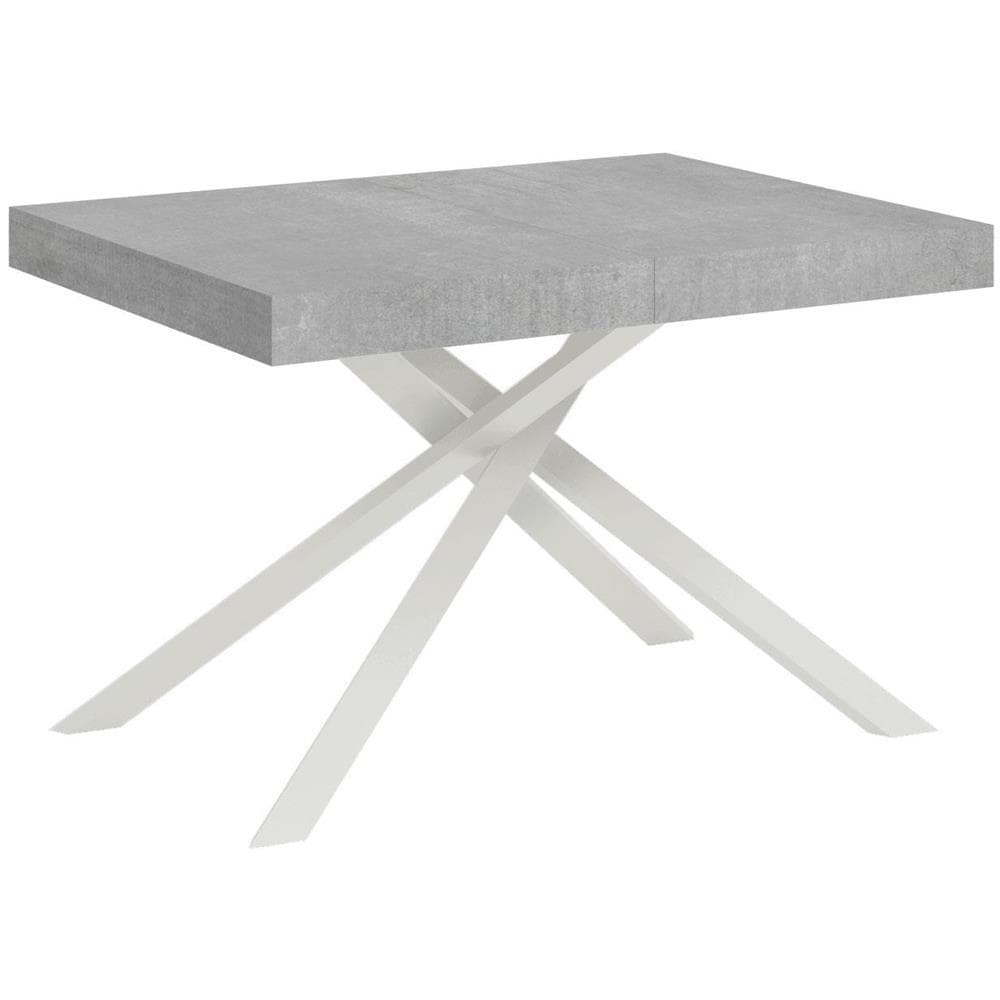 Tavolo allungabile 90x130/390 cm Karida cemento gambe bianche - Foto 1