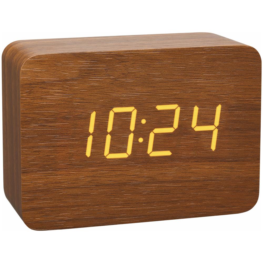 TFA Dostmann Design 60.2549.08 Clocco - Radiosveglia in plastica, effetto legno, colore: Marrone / Arancione - Foto 1