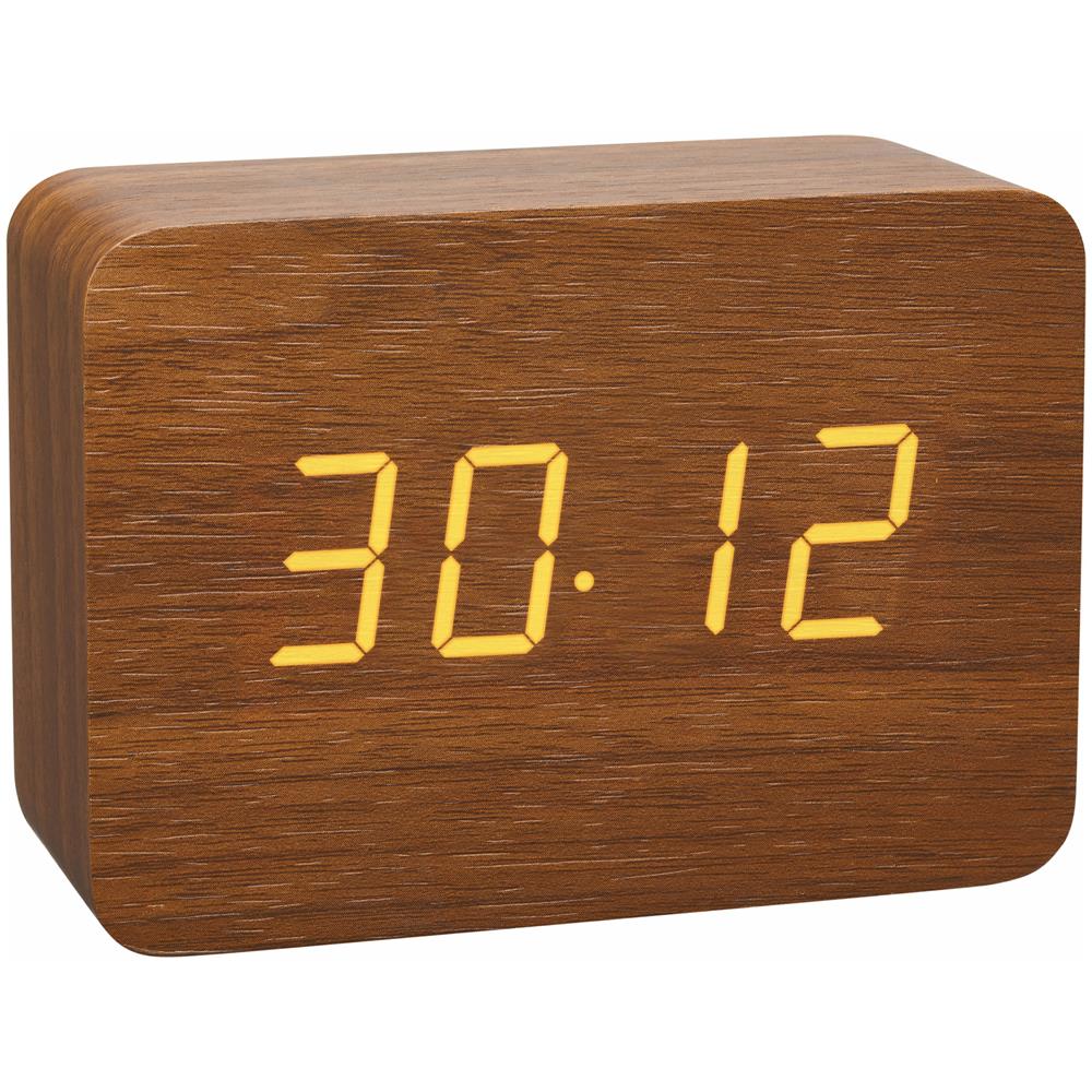TFA Dostmann Design 60.2549.08 Clocco - Radiosveglia in plastica, effetto legno, colore: Marrone / Arancione - Foto 2