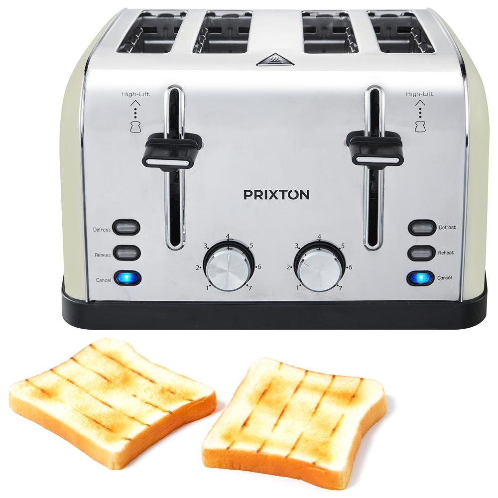 Tostapane Bianca - 4 Fette - 7 livelli di tostatura - Potenza 1900 Watt - Funzione Scongelamento e Riscaldamento - Colore Bianco /Acciaio - Foto 1