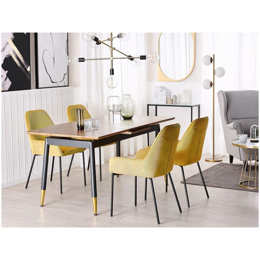 Tavolo Da Pranzo Allungabile Effetto Legno Nero / Oro 160/200 X 90 Cm California - Foto 2
