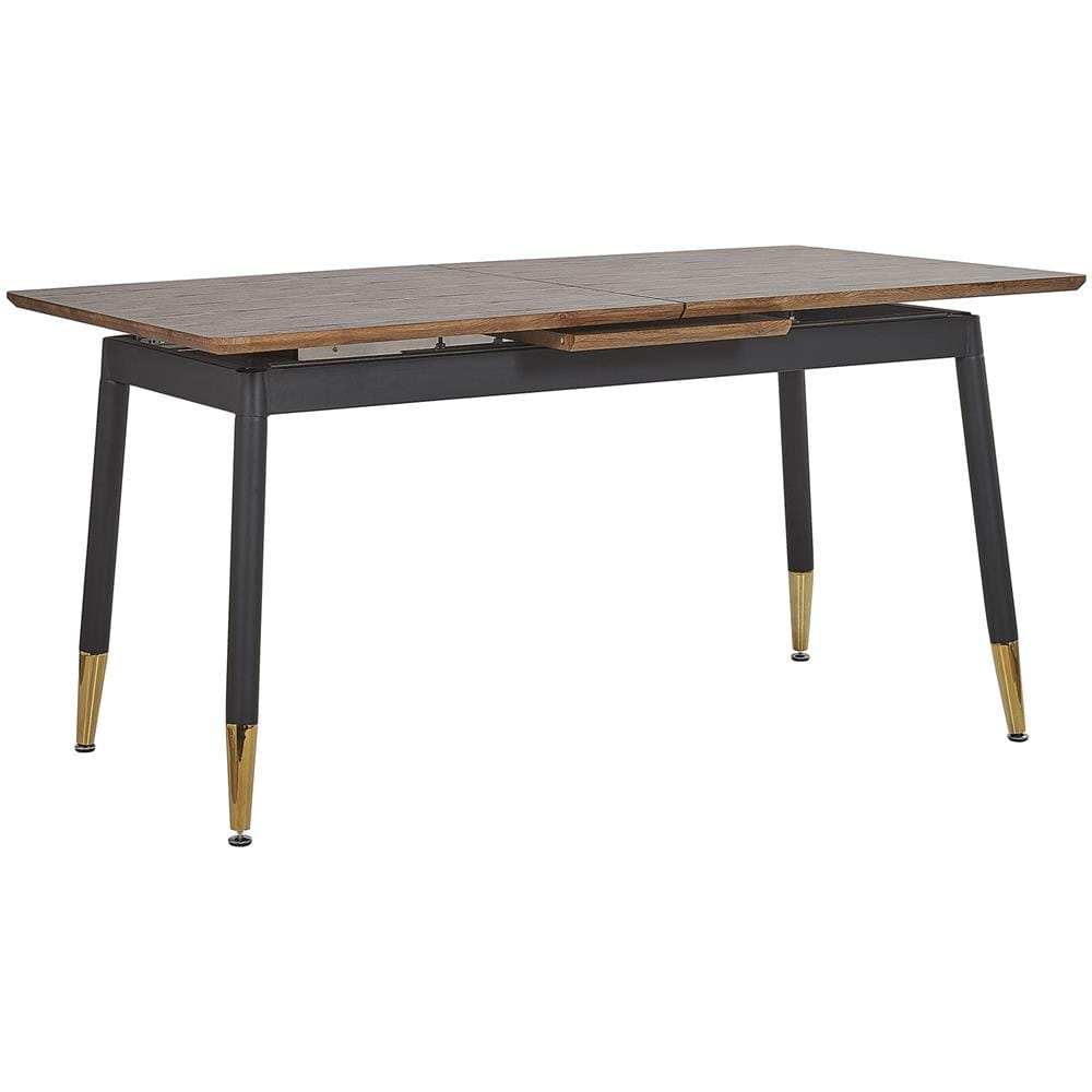 Tavolo Da Pranzo Allungabile Effetto Legno Nero / Oro 160/200 X 90 Cm California - Foto 1