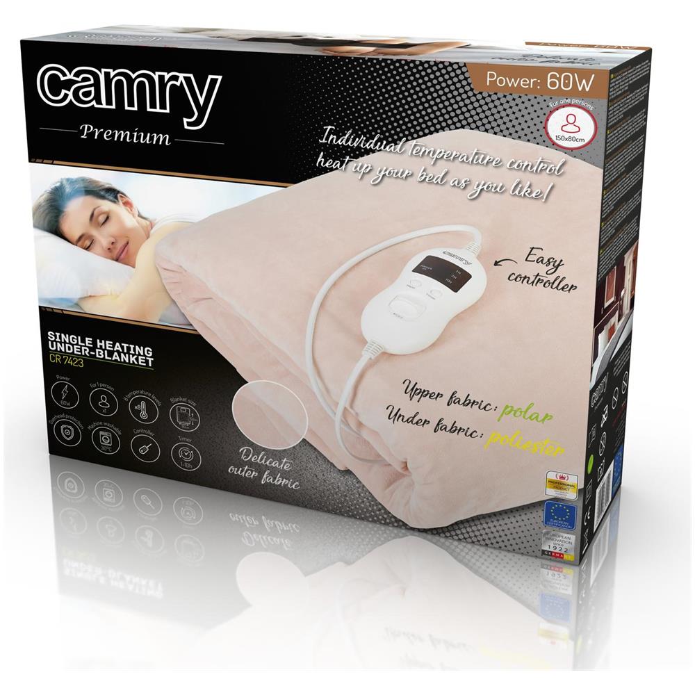 Coperta Elettrica Cr 7423 Numero Di Livelli Di Riscaldamento 8, Numero Di Persone 1, Lavabile, Coral Fleece, 60 W, Beige - Foto 26