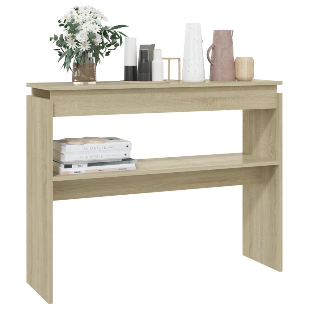 Tavolino Consolle Rovere Sonoma 102x30x80 cm Legno Multistrato - Foto 3