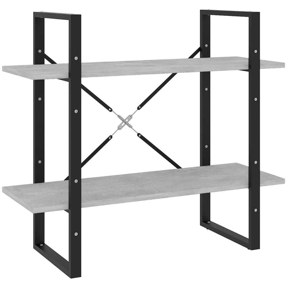 Libreria 2 Ripiani Grigio Cemento 80x30x70 cm Legno Multistrato - Foto 1