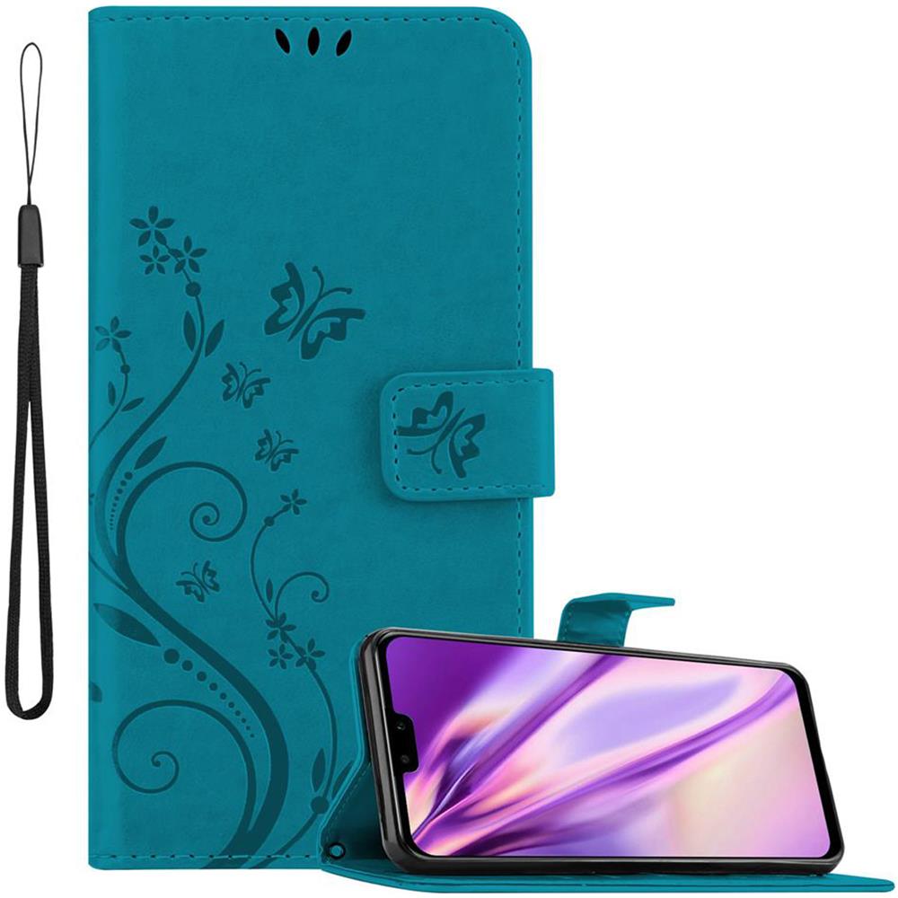 Custodia Compatibile Con Huawei Y9 2019 In Blu Fiore - Coperchio Protettivo In Design Floreale Con Chiusura Magnetica, Funzione Stand E Slot Per Carte - Foto 1