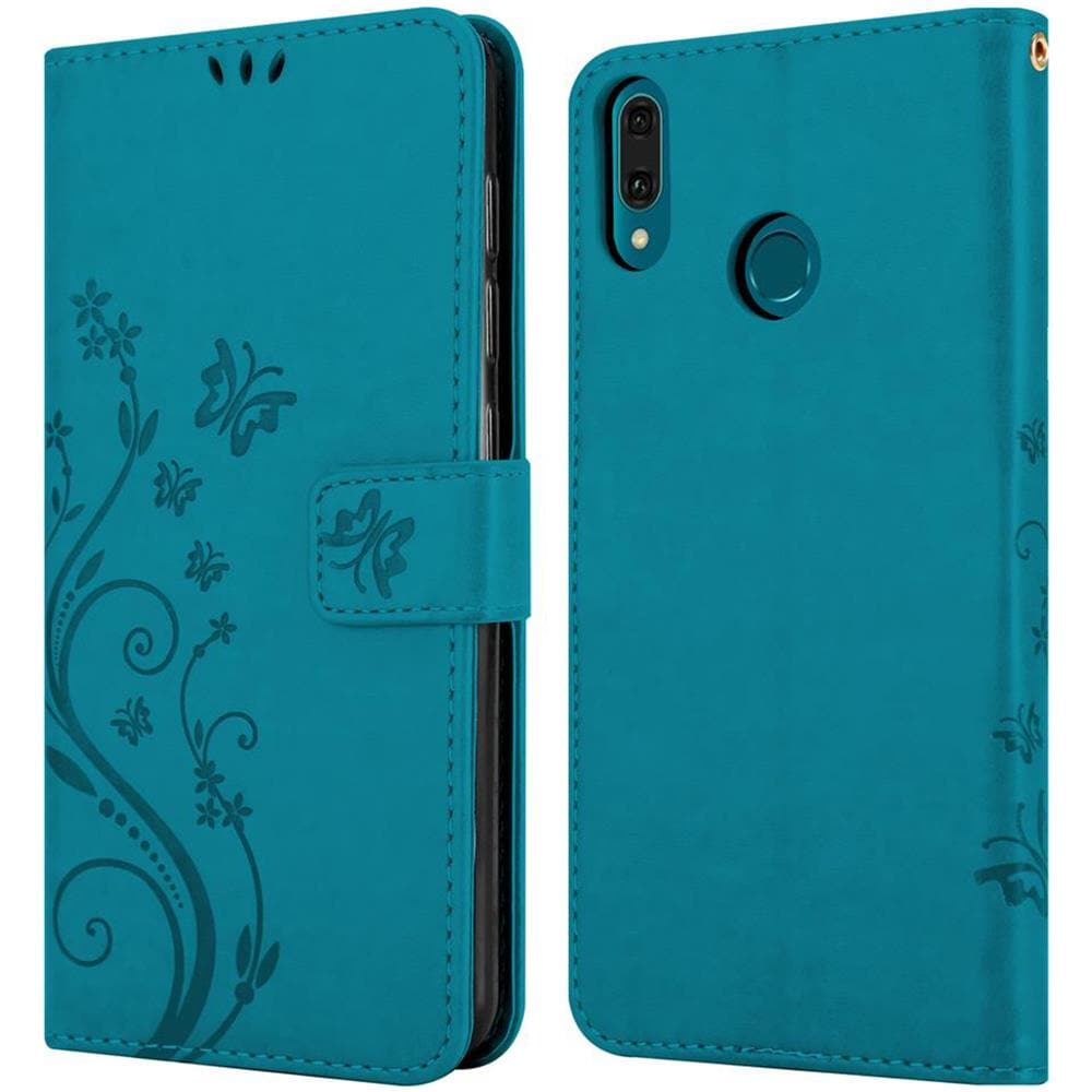 Custodia Compatibile Con Huawei Y9 2019 In Blu Fiore - Coperchio Protettivo In Design Floreale Con Chiusura Magnetica, Funzione Stand E Slot Per Carte - Foto 8