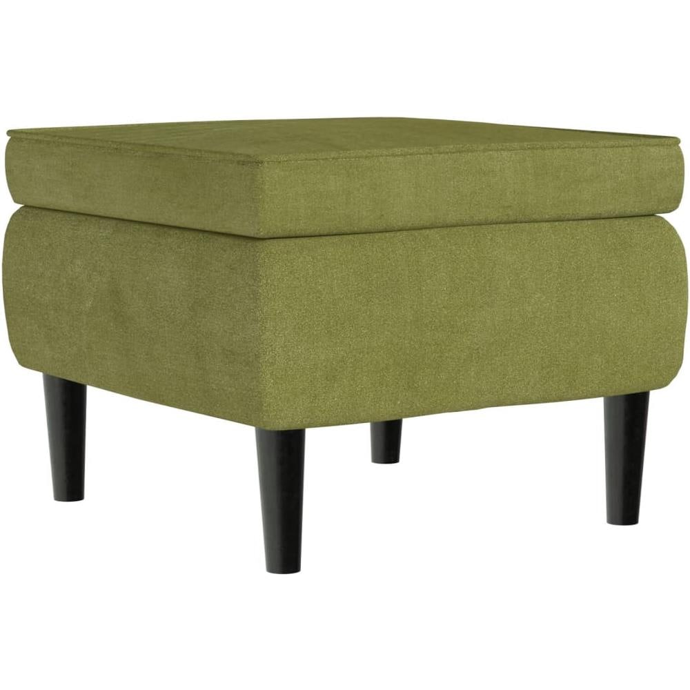 Poggiapiedi Con Gambe In Legno Verde Chiaro In Velluto - Foto 1