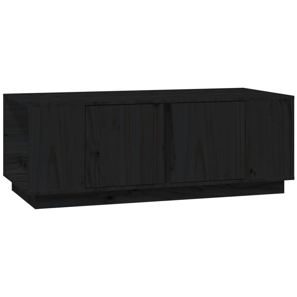 Tavolino Da Salotto Nero 110x50x40 Cm Legno Massello Di Pino - Foto 2